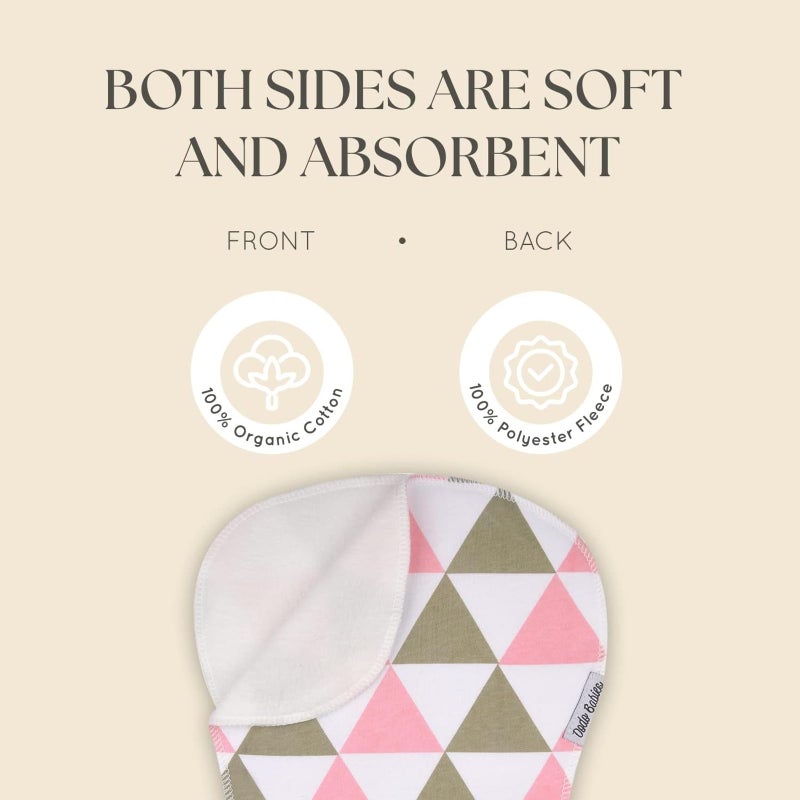 Dodo Babies Burp Cloths for Babies - Soft Cotton Front & Fleece Back - Contoured Fit for Newborn Essentials - Pack of 5, 2 Pacifier Clips, Pacifier Case, 19 x 9 in - Image 3
